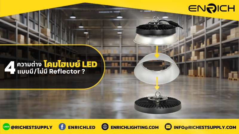 ความแตกต่างของโคมไฮเบย์มี Reflector กับ UFO