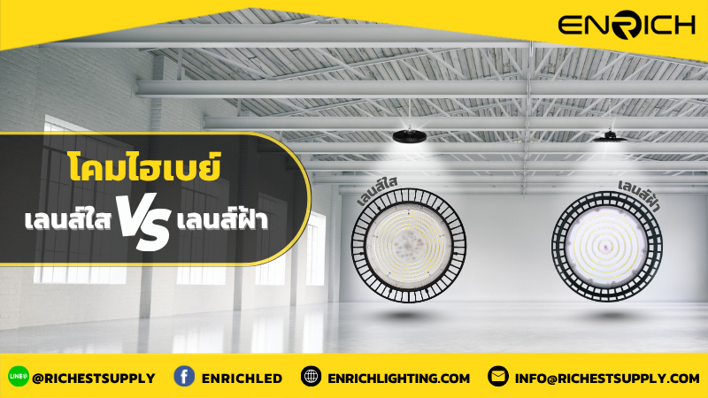 เลนส์ใสและเลนส์ฝ้าในโคมไฮเบย์ LED เลือกอะไรดี?